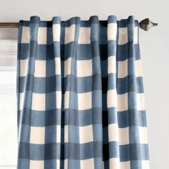 Threadmade Grainger Rod Pocket Back Tab Window Curtain, Indigo - 52