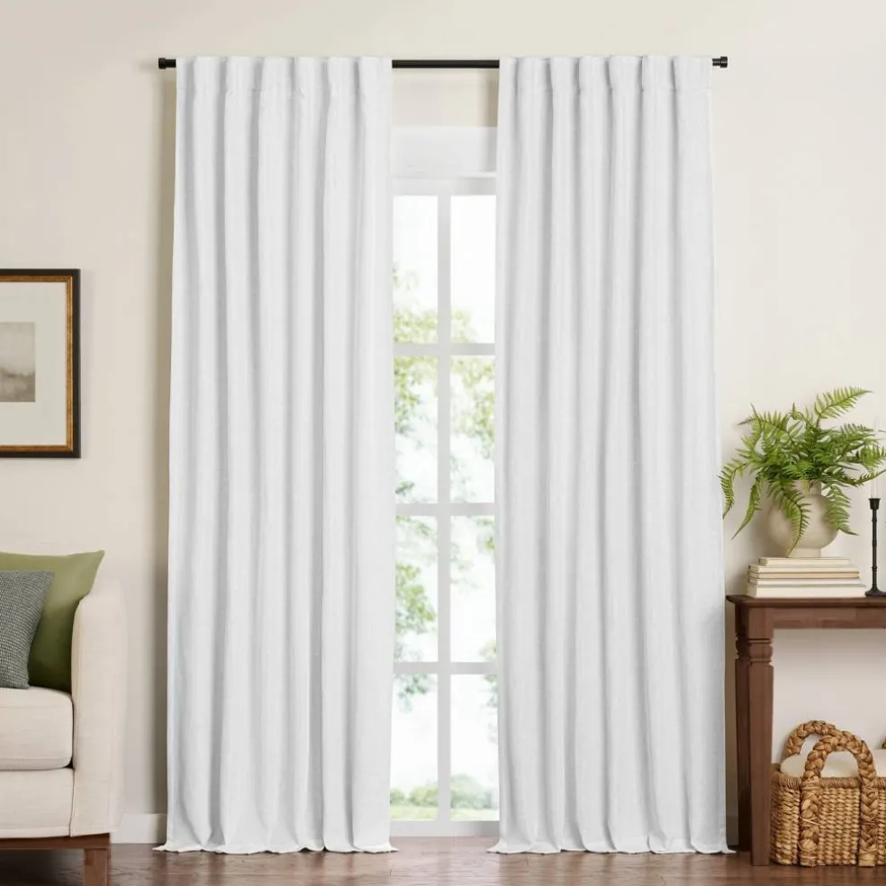 Threadmade Harrow Solid Texture Blackout Window Curtain Panel, Blue - 52"W x 95"L