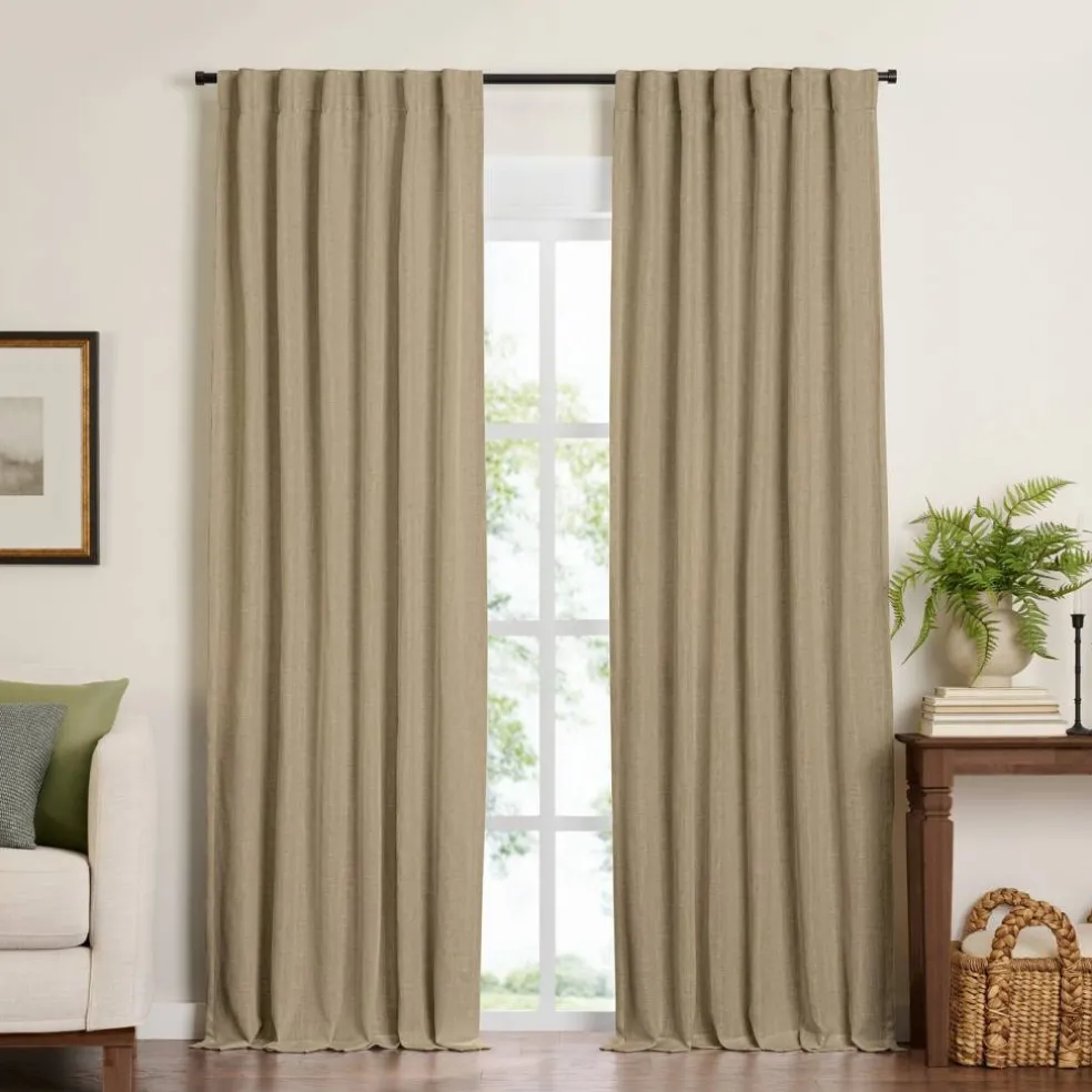 Threadmade Harrow Solid Texture Blackout Window Curtain Panel, Blue - 52"W x 95"L