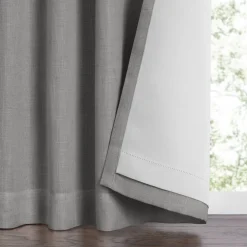 Threadmade Harrow Solid Texture Blackout Window Curtain Panel, Blue - 52