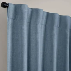 Threadmade Harrow Solid Texture Blackout Window Curtain Panel, Blue - 52