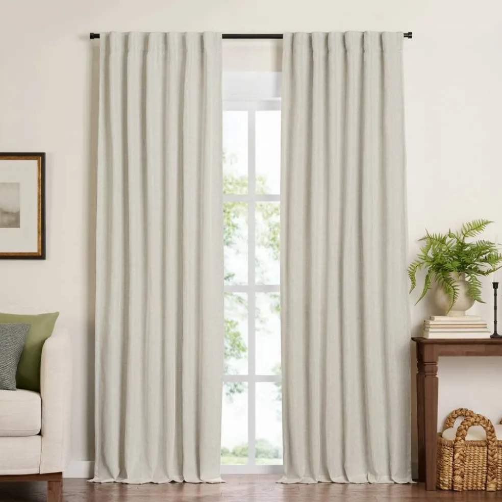 Threadmade Harrow Solid Texture Blackout Window Curtain Panel, Blue - 52"W x 95"L