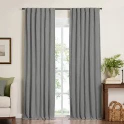 Threadmade Harrow Solid Texture Blackout Window Curtain Panel, Blue - 52