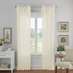 Threadmade Jolie Semi-Sheer Tab Top Window Curtain, Ivory - 52