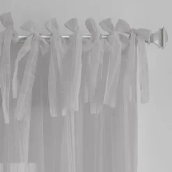 Threadmade Jolie Semi-Sheer Tab Top Window Curtain, Ivory - 52