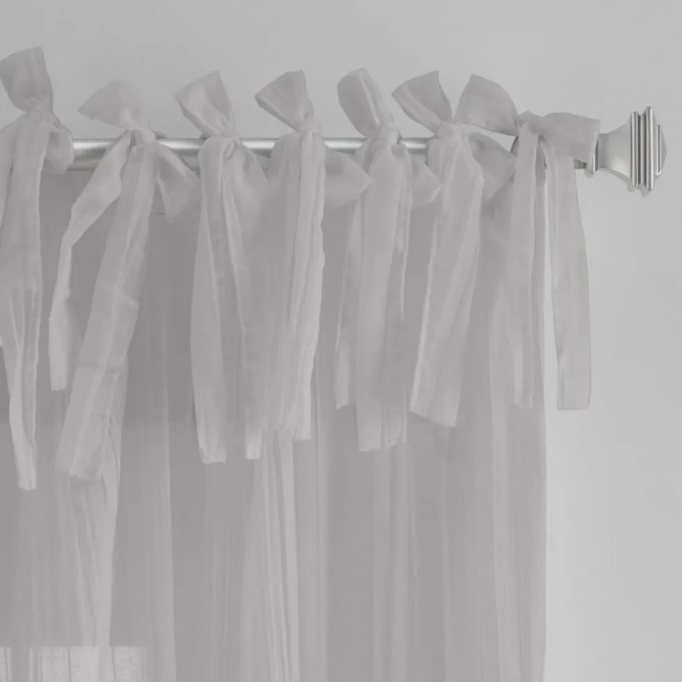 Threadmade Jolie Semi-Sheer Tab Top Window Curtain, Ivory - 52"W x 108"L