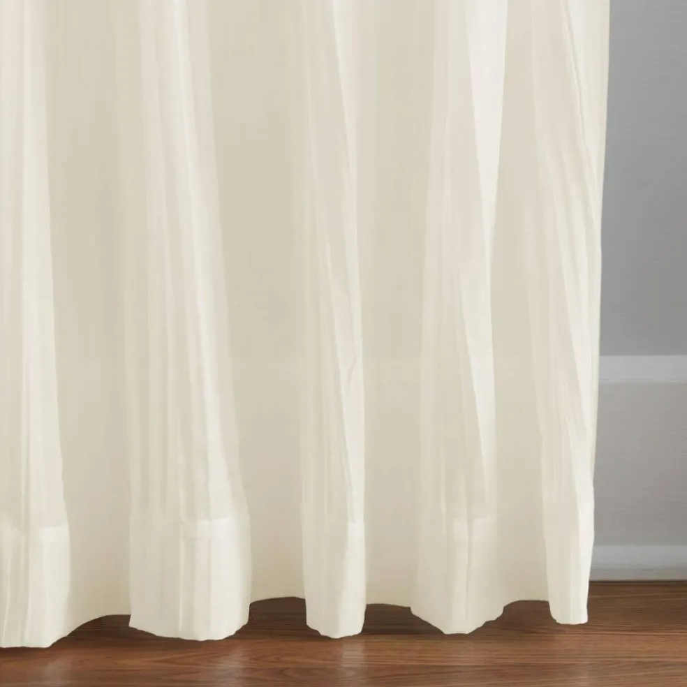 Threadmade Jolie Semi-Sheer Tab Top Window Curtain, Ivory - 52"W x 108"L