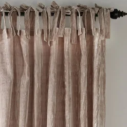 Threadmade Korena Tie-Top Crushed Velvet Window Curtain, Taupe - 52