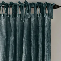 Threadmade Korena Tie-Top Crushed Velvet Window Curtain, Taupe - 52