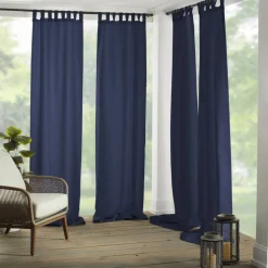 Threadmade Matine Solid Tab Top Indoor/Outdoor Window Curtain, Gray - 52