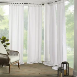 Threadmade Matine Solid Tab Top Indoor/Outdoor Window Curtain, Gray - 52