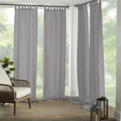 Threadmade Matine Solid Tab Top Indoor/Outdoor Window Curtain, Gray - 52