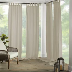 Threadmade Matine Solid Tab Top Indoor/Outdoor Window Curtain, Gray - 52