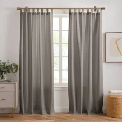 Threadmade Matine Solid Tab Top Indoor/Outdoor Window Curtain, Gray - 52