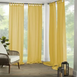 Threadmade Matine Solid Tab Top Indoor/Outdoor Window Curtain, Gray - 52