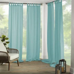 Threadmade Matine Solid Tab Top Indoor/Outdoor Window Curtain, Gray - 52