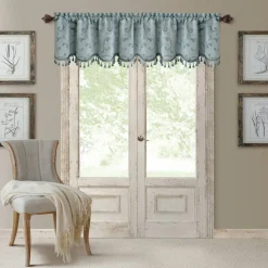 Threadmade Mia Beaded Scallop Valance, Blue - 52