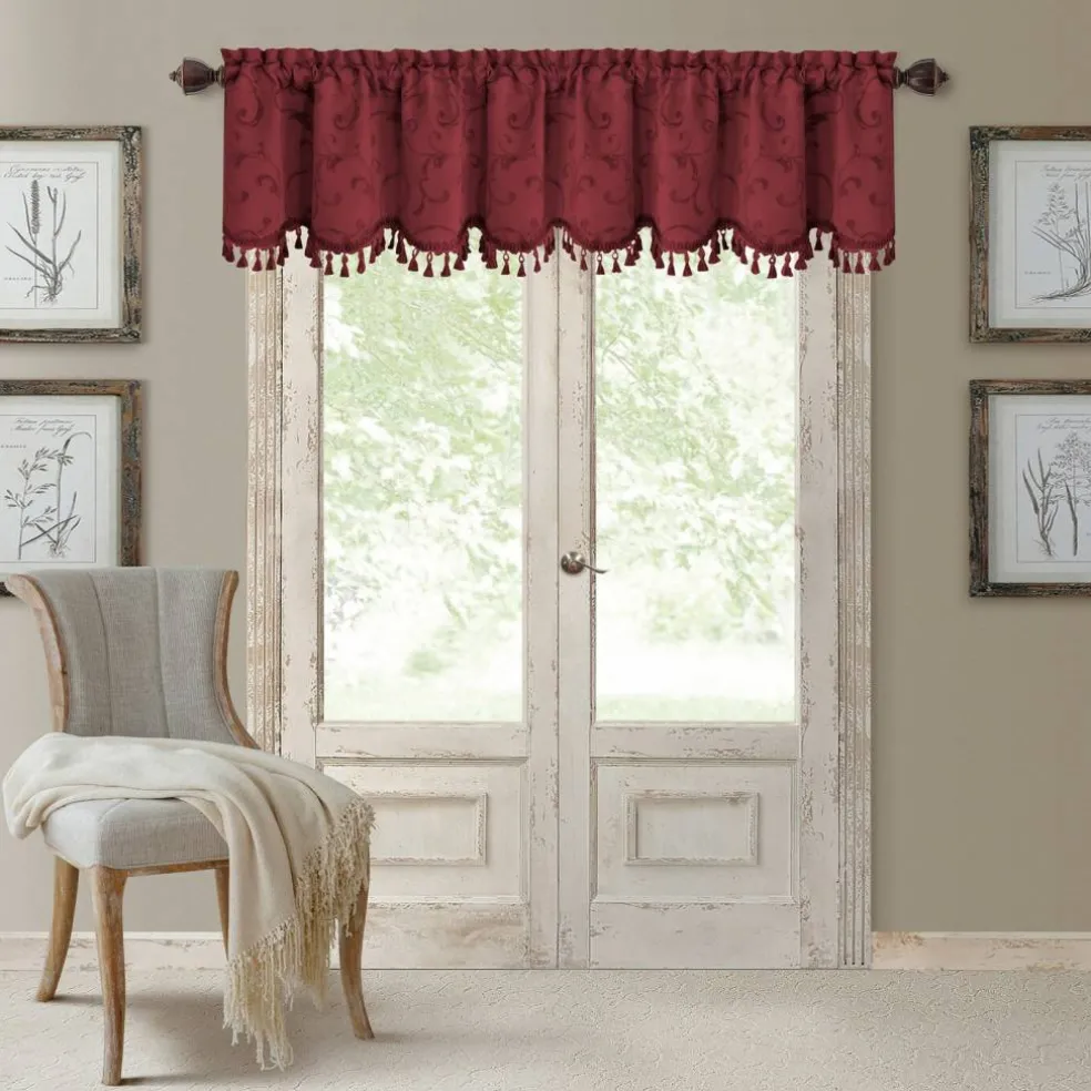 Threadmade Mia Beaded Scallop Valance, Blue - 52"W x 19"L