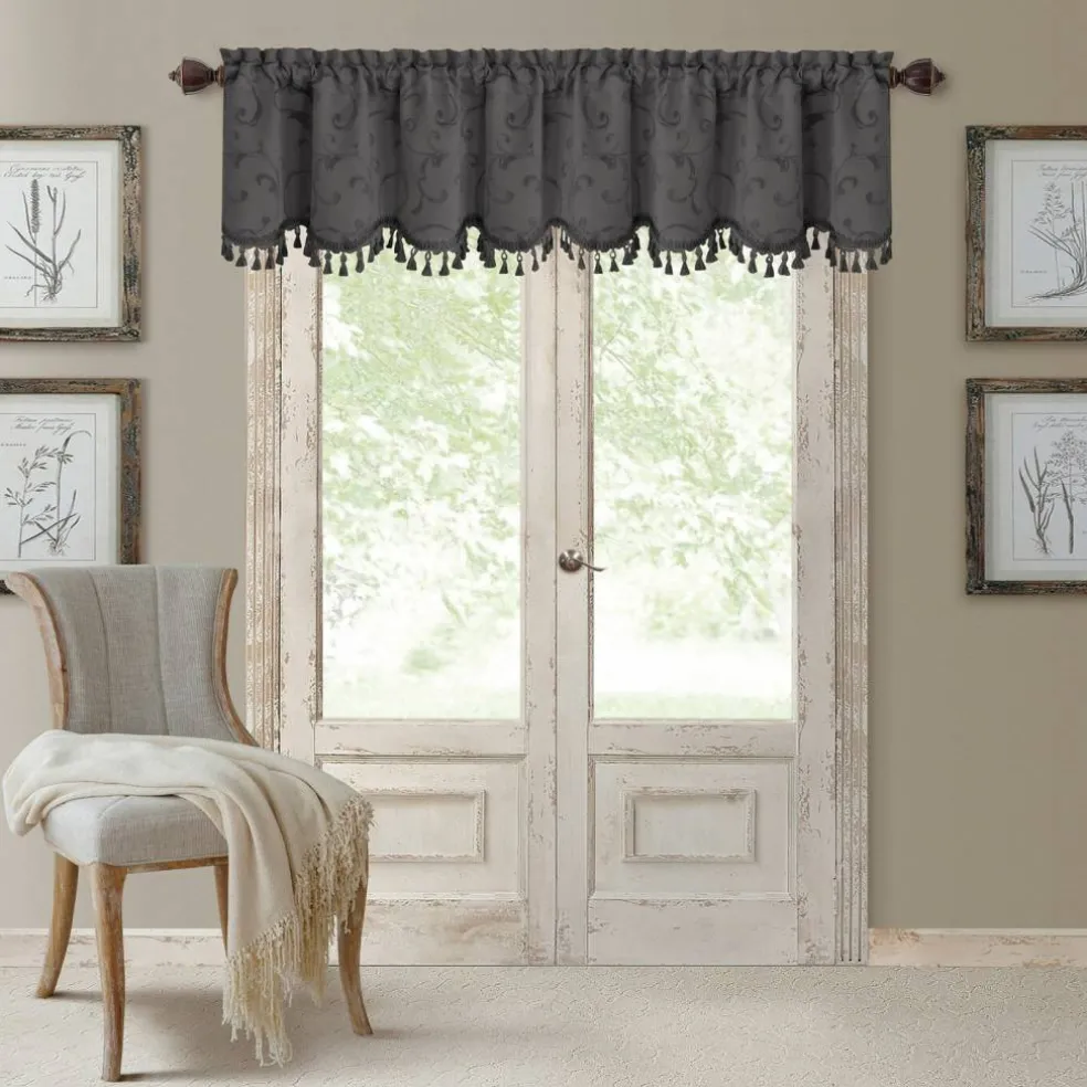 Threadmade Mia Beaded Scallop Valance, Blue - 52"W x 19"L