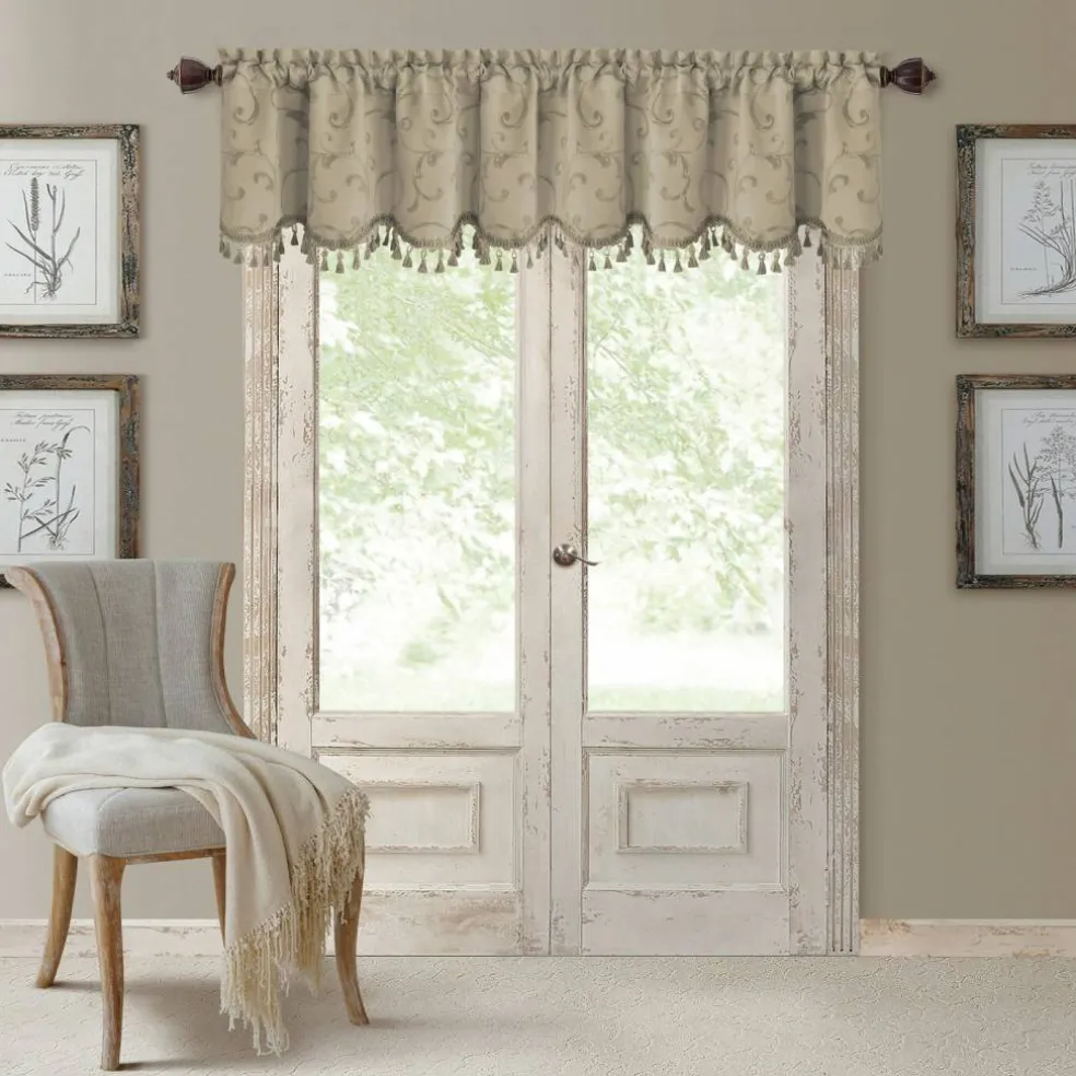 Threadmade Mia Beaded Scallop Valance, Blue - 52"W x 19"L