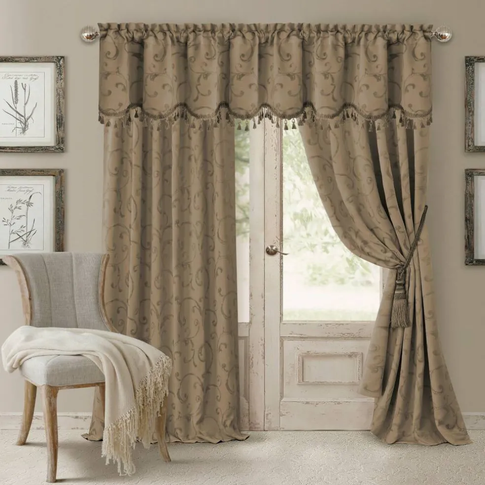 Threadmade Mia Beaded Scallop Valance, Blue - 52"W x 19"L