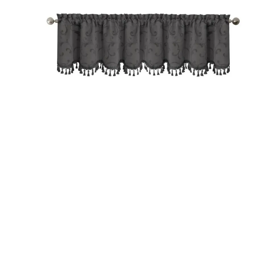 Threadmade Mia Beaded Scallop Valance, Blue - 52"W x 19"L