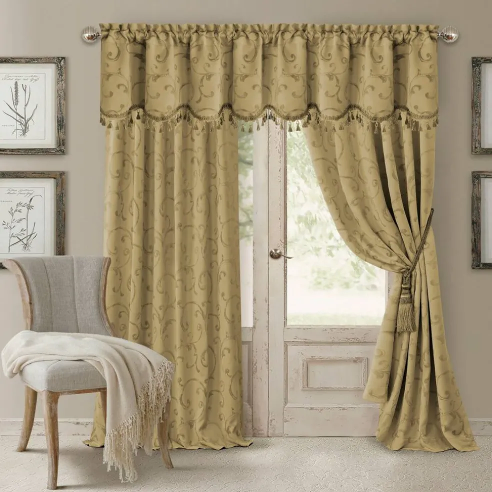 Threadmade Mia Beaded Scallop Valance, Blue - 52"W x 19"L
