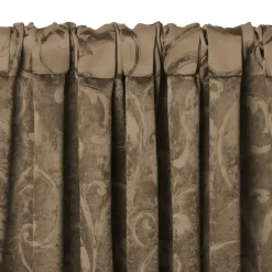 Threadmade Mia Jacquard Scroll Blackout Window Curtain, Gray - 52