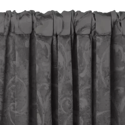 Threadmade Mia Jacquard Scroll Blackout Window Curtain, Gray - 52