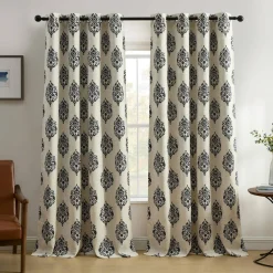 Threadmade Navara Medallion Room Darkening Window Curtain, Cinnamon - 52"W x 84"L