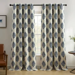 Threadmade Navara Medallion Room Darkening Window Curtain, Cinnamon - 52