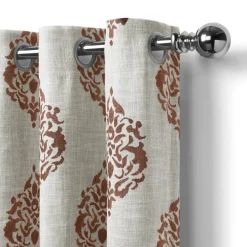 Threadmade Navara Medallion Room Darkening Window Curtain, Cinnamon - 52