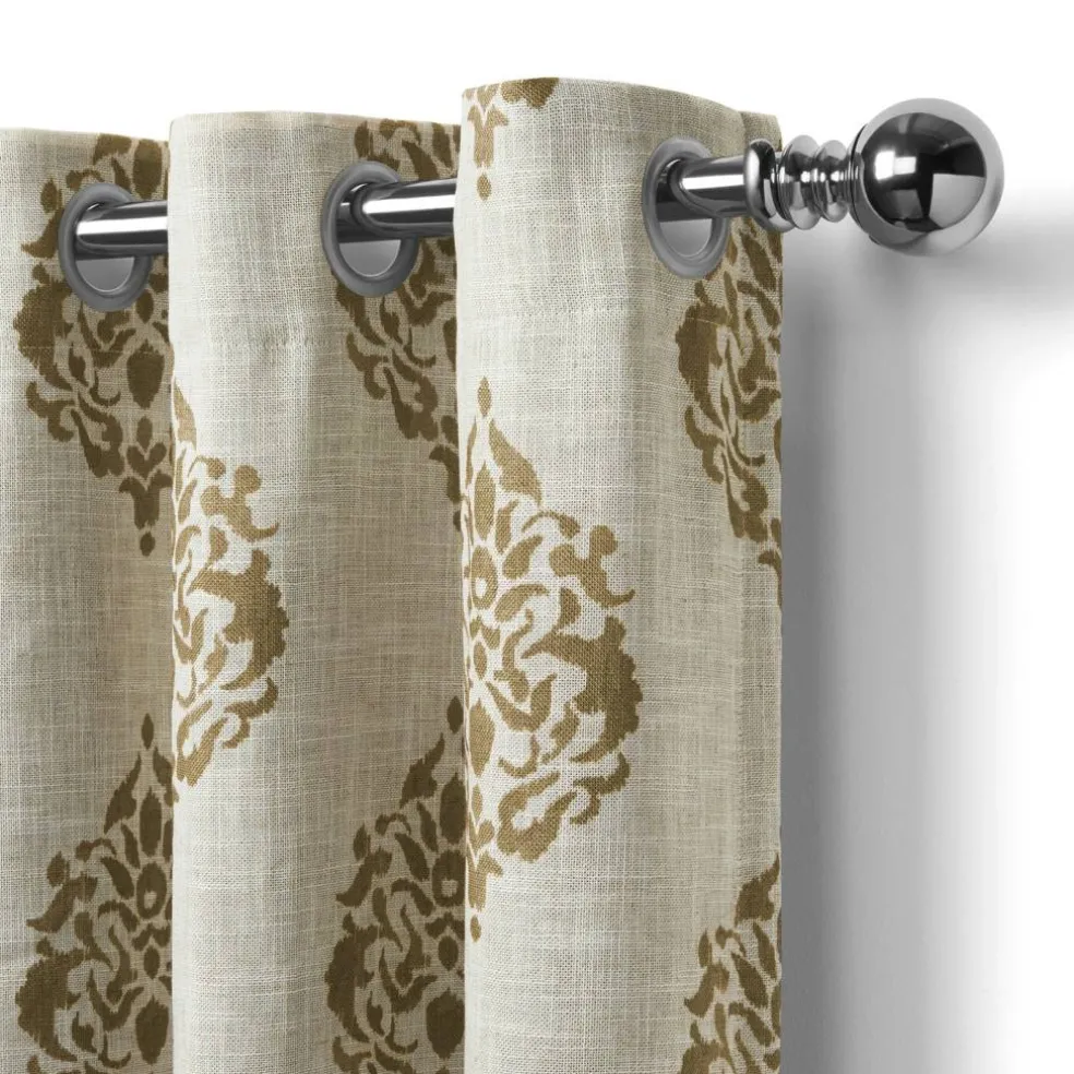 Threadmade Navara Medallion Room Darkening Window Curtain, Cinnamon - 52"W x 84"L