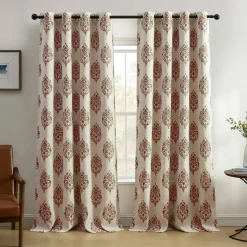 Threadmade Navara Medallion Room Darkening Window Curtain, Cinnamon - 52