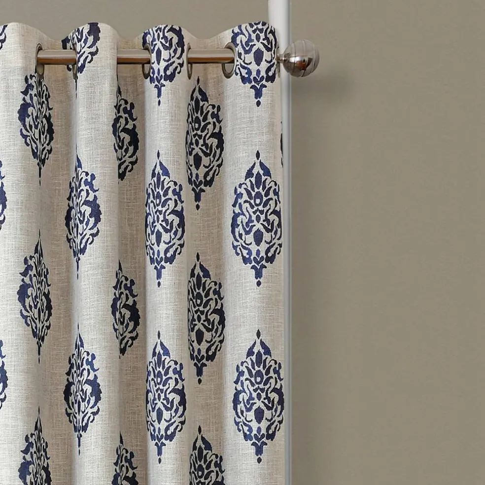Threadmade Navara Medallion Room Darkening Window Curtain, Cinnamon - 52"W x 84"L