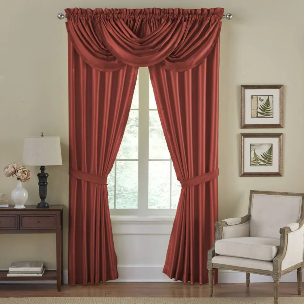 Threadmade Versailles Faux Silk Blackout Window Curtain, Ivory - 52"W x 95"L