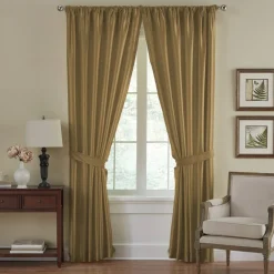 Threadmade Versailles Faux Silk Blackout Window Curtain, Ivory - 52