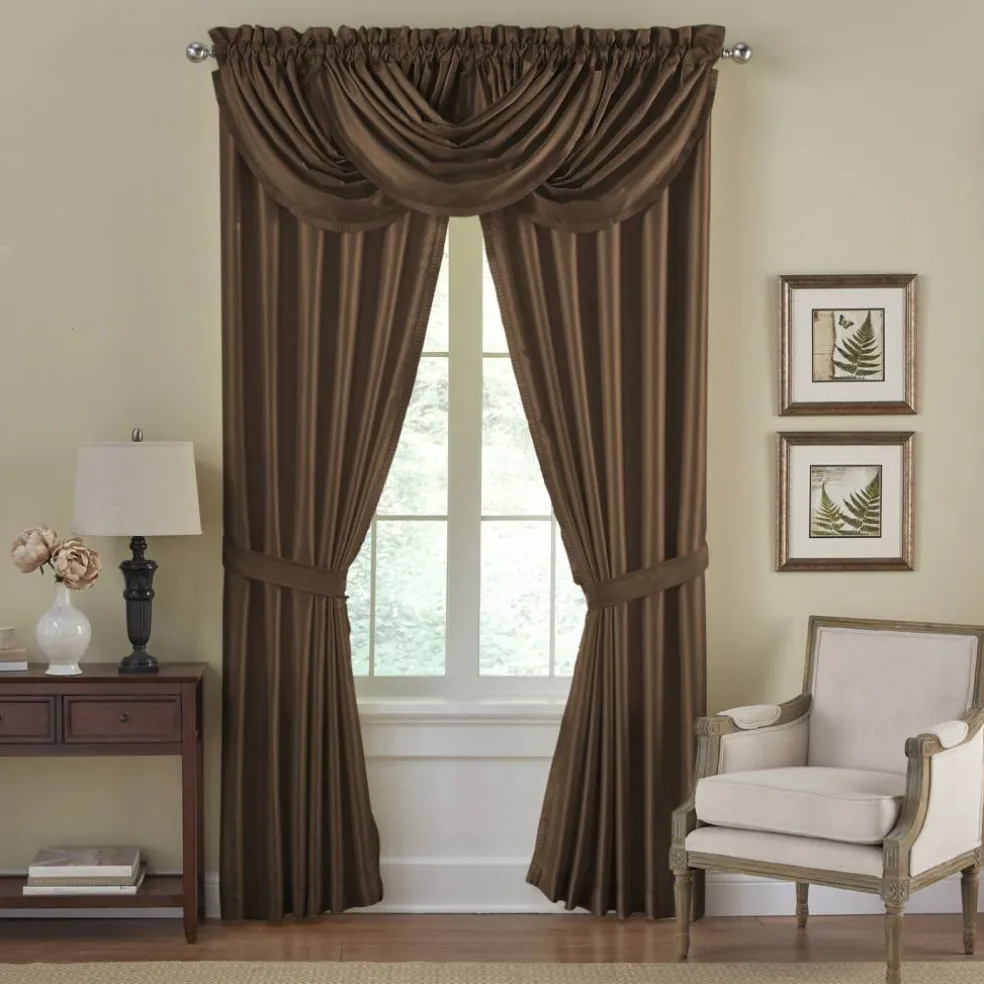 Threadmade Versailles Faux Silk Blackout Window Curtain, Ivory - 52"W x 95"L