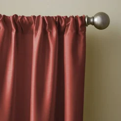 Threadmade Versailles Faux Silk Blackout Window Curtain, Ivory - 52