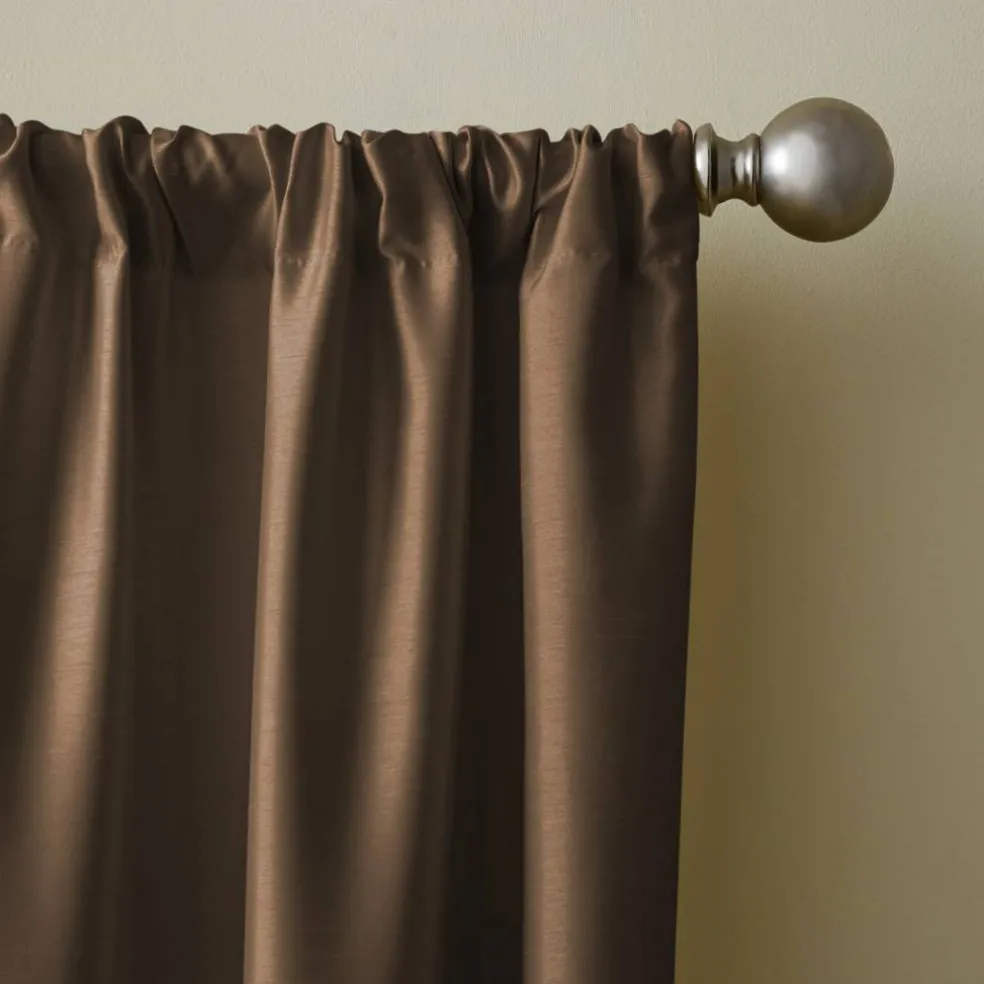Threadmade Versailles Faux Silk Blackout Window Curtain, Ivory - 52"W x 95"L