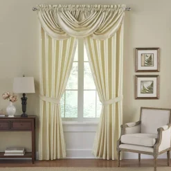 Threadmade Versailles Faux Silk Blackout Window Curtain, Ivory - 52