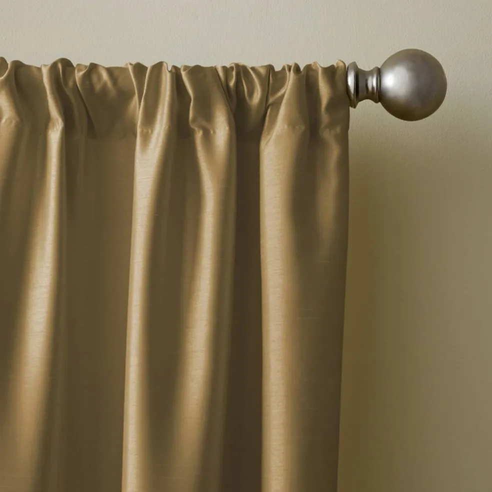Threadmade Versailles Faux Silk Blackout Window Curtain, Ivory - 52"W x 95"L