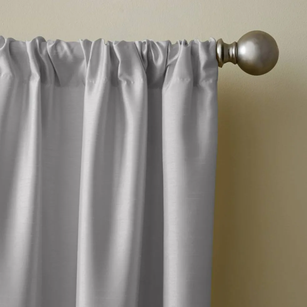 Threadmade Versailles Faux Silk Blackout Window Curtain, Ivory - 52"W x 95"L