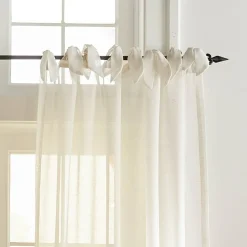 Threadmade Vienna Tie-Top Sheer Window Curtain, Off-White - 52