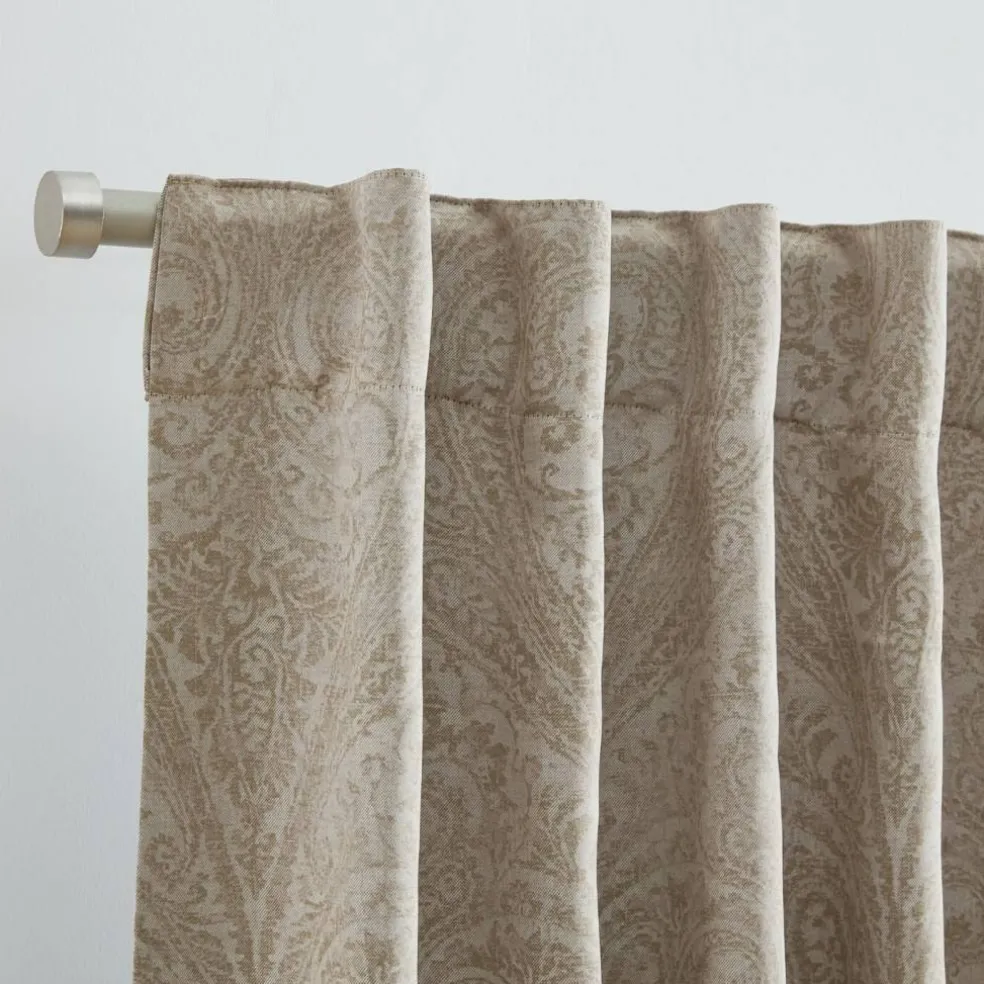 Threadmade Vittoria Paisley Printed Blackout Curtain Panel, Blue - 52"W x 84"L