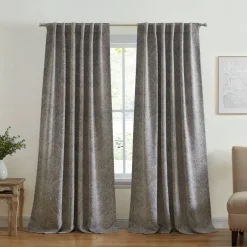 Threadmade Vittoria Paisley Printed Blackout Curtain Panel, Blue - 52