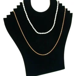 3 6 Tier Black Flocked Cardboard Necklace Chain Display Bust Easels