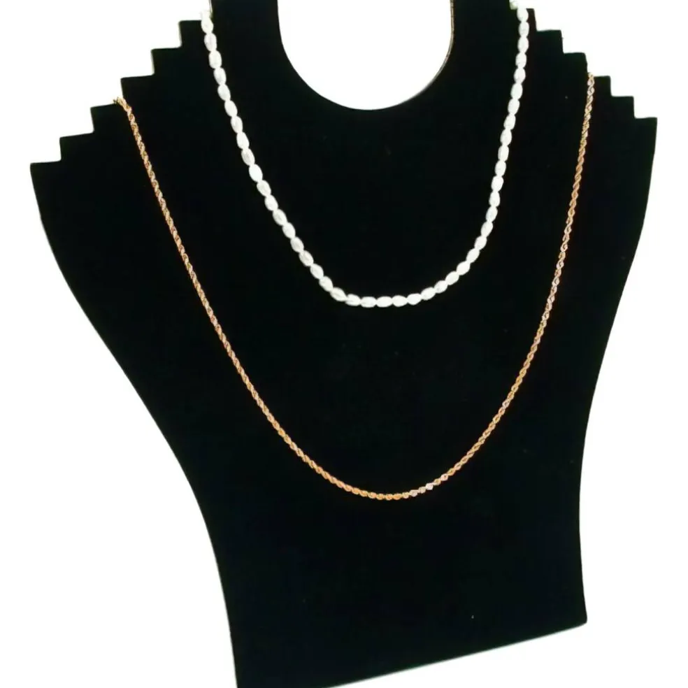 6 6 Tier Black Flocked Cardboard Necklace Chain Display Bust Easels
