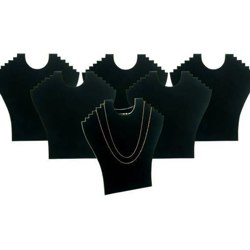 6 6 Tier Black Flocked Cardboard Necklace Chain Display Bust Easels