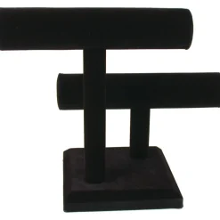 2 Tier Black Velvet T-Bar Bracelet Watch Jewelry Stand Display